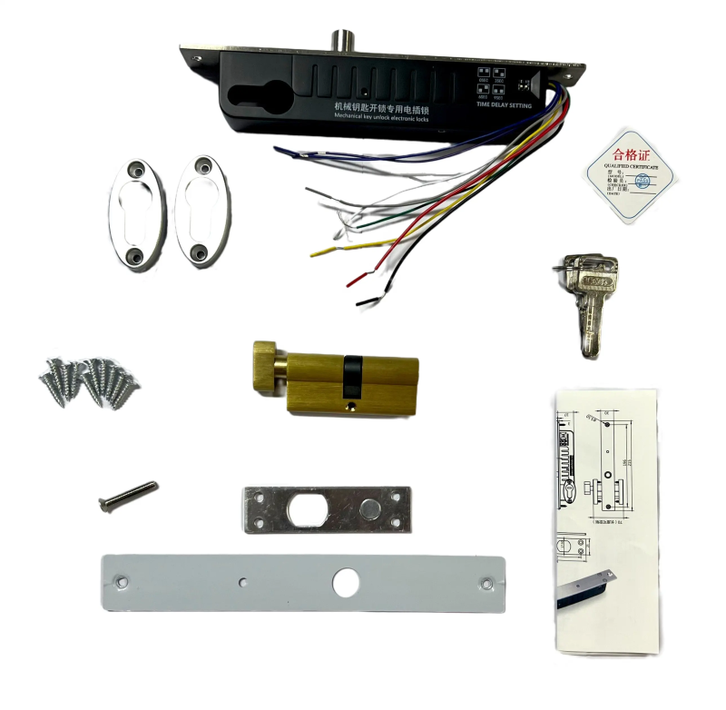 Electric Bolt Lock 12V 24V Fail-Secure w/ Key Cylinder & Contact Sensor for Door Gate Garage
