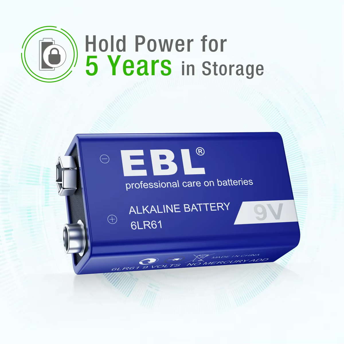 EBL 9V Alkaline Battery | 1.5V | 550mAh | 1 Pack