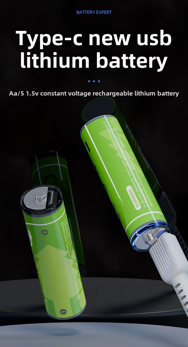 BESTON AA USB C Rechargeable Lithium-ion Battery | 14500 | 1.5V | 2000mAh | 4 Pack