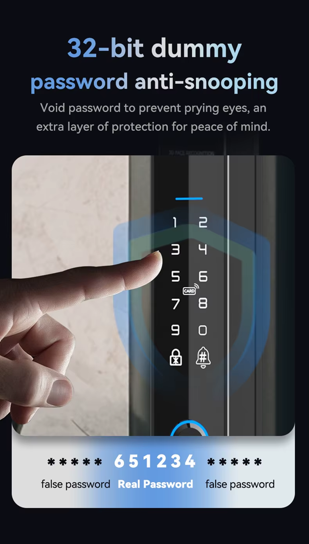 Smart Life Tuya WIFI Door Handle Fingerprint Keypad Card Doorbell Lock (Silver & Black)