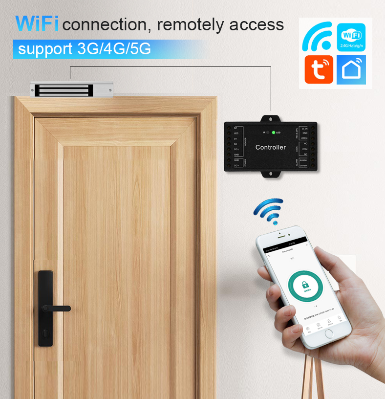 Smart Life Tuya WIFI 12V Access Controller for Wiegand Keypad Card Reader for Door Gate Garage Motor