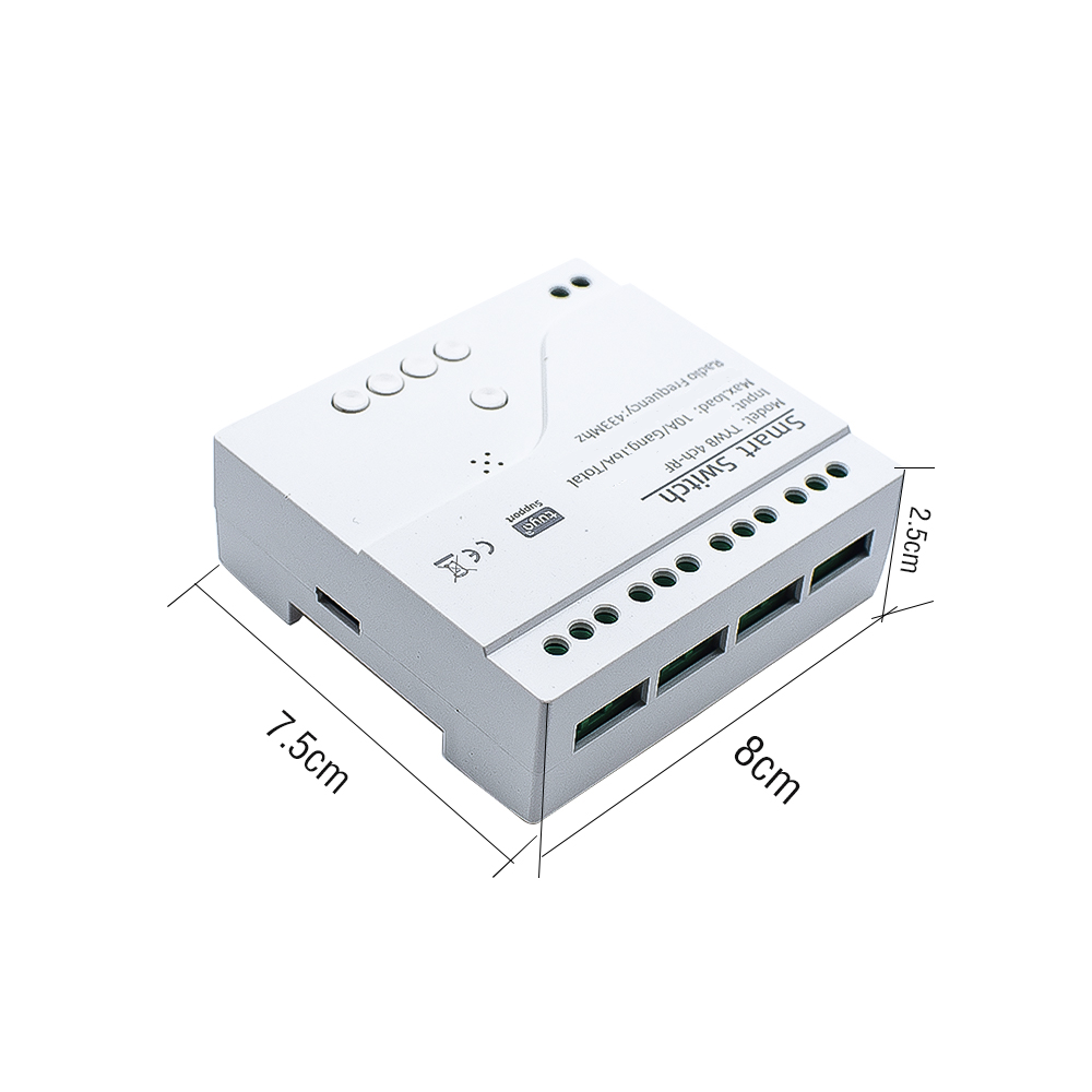 Smart Life Tuya Zigbee 4CH 5V or 85-250V Door Gate Garage Opener Inching Relay Module with RF433Mhz