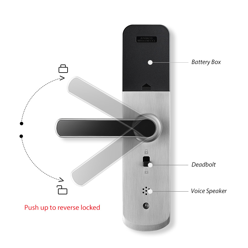 Smart Life Tuya Zigbee Door Handle Fingerprint Keypad Card Lock | H1 | Black & Silver