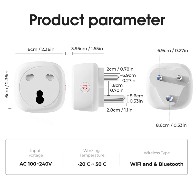 Smart Life Tuya Zigbee 1CH 16A 3500W 3 Pin / 2 Pin Plug Switch w/ Power Monitor