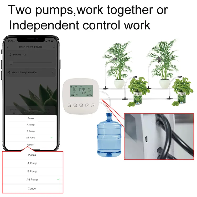Smart Life Tuya WIFI 2CH Watering Switch Drip Irrigation Pump Sprinkler w/ Batteries & Solar Panel