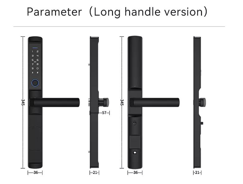 Smart Life Tuya Zigbee Door Handle Fingerprint Keypad Card Lock | F2 | Waterproof | Black