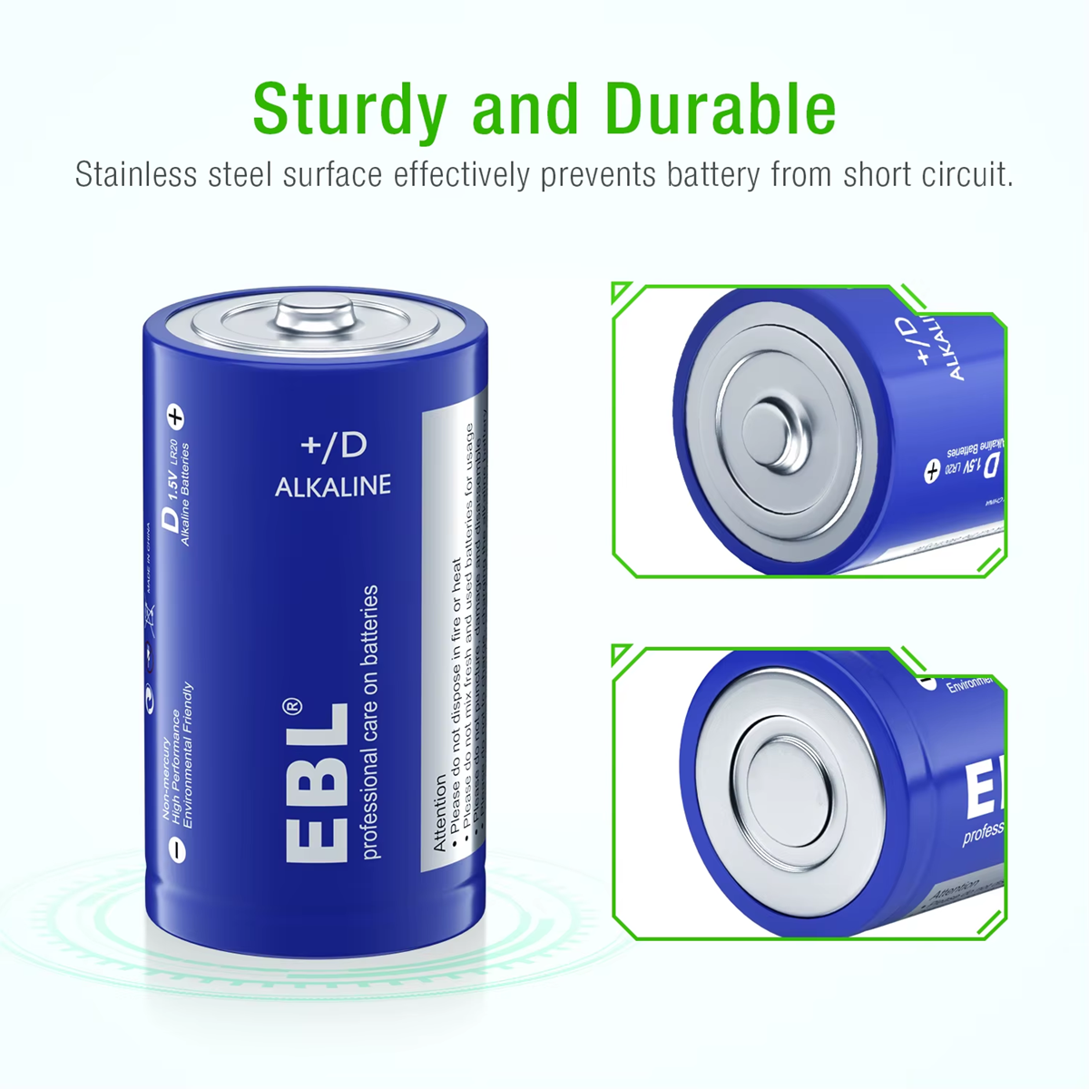 EBL D Alkaline Battery | 1.5V | 20000mAh | 2 Pack