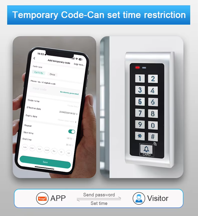 Smart Life Tuya WIFI Access Control 12V Keypad Card Doorbell for Door Gate Garage | IP66 Waterproof