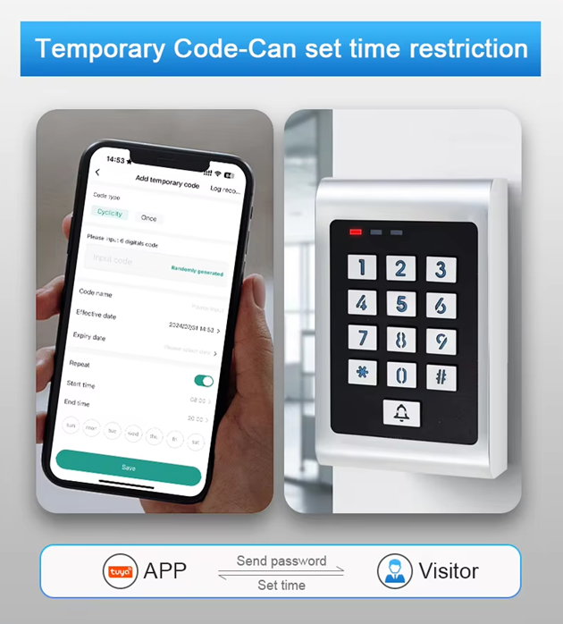 Smart Life Tuya WIFI Access Control 12V Keypad Card Doorbell for Door Gate Garage | IP66 Waterproof