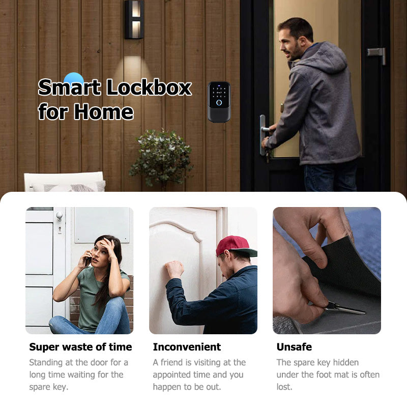 Smart Life Tuya Bluetooth Access Control Fingerprint Keypad Card Key Box (Black)