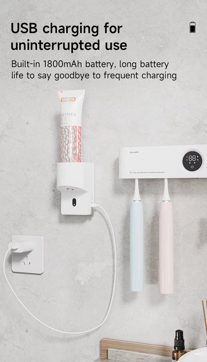Electric Toothpaste Squeezer Dispenser | 5V Rechargeable | Fits Toothpaste Tube | Wall Mounted
