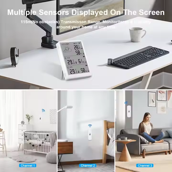 Smart Life Tuya WIFI Temperature Humidity Sensor w/ LCD Display Weather Time Date