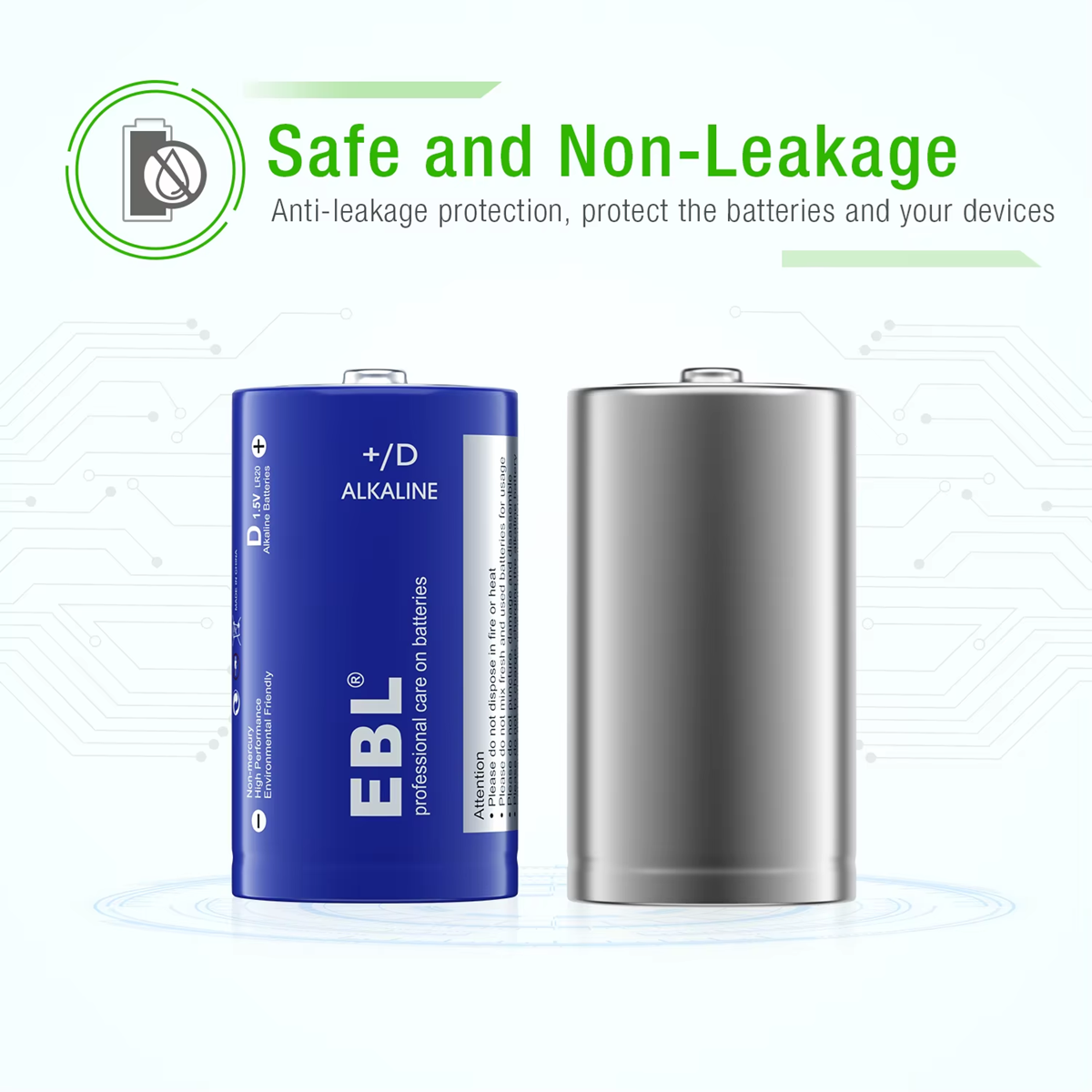 EBL D Alkaline Battery | 1.5V | 20000mAh | 2 Pack