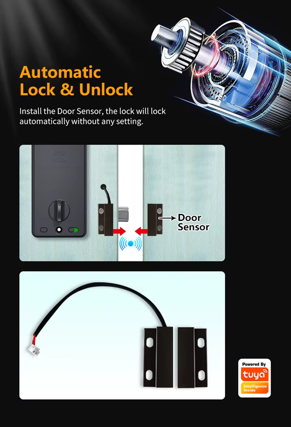 Smart Life Tuya WIFI Access Control Fingerprint Keypad Card Door Lock T1 (Silver)