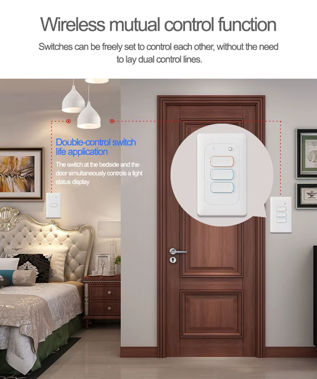 Smart Life Tuya WIFI 4CH LED Light Button Switch | Live & Neutral / Live & No Neutral Wire | Black