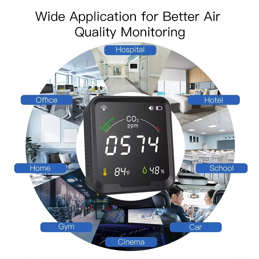 Smart Life Tuya WIFI Air Quality Monitor CO2 Temperature Humidity Sensor Detector | 5V