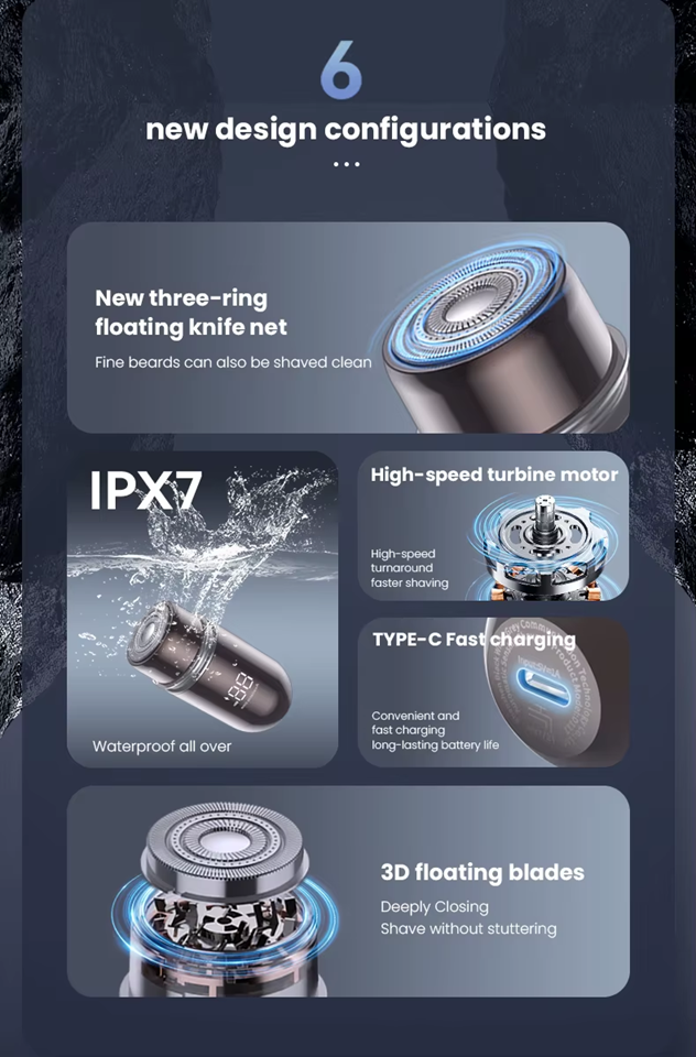 Portable Waterproof Electric Shaver Mini Razor for Wet & Dry Use | 5V Rechargeable