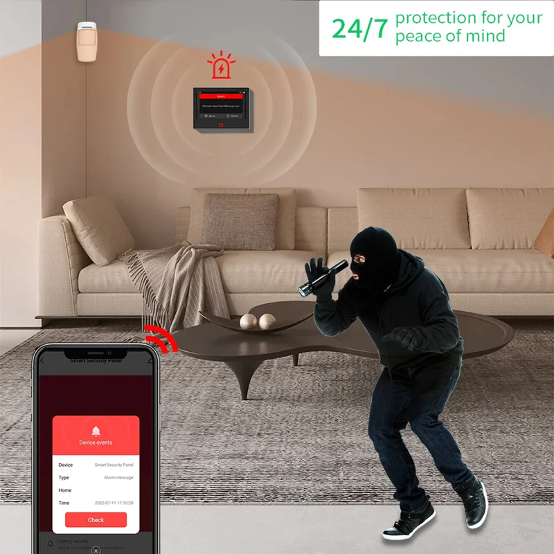 Smart Life Tuya WIFI 4G SIM Card 7 inch Touch Screen Alarm System | H700 | 5V/ 12V w/ Backup Battery