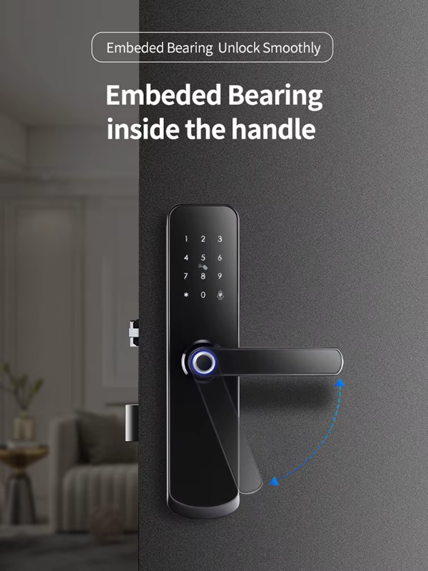 Smart Life Tuya Zigbee Door Handle Fingerprint Keypad Card Lock | H1 | Black & Silver