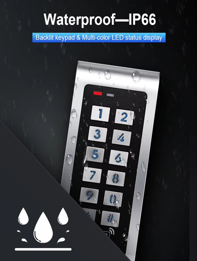 Smart Life Tuya WIFI Access Control 12V Keypad Card Doorbell for Door Gate Garage | IP66 Waterproof