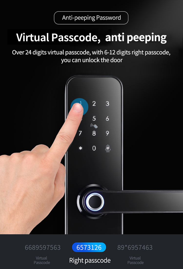 Smart Life Tuya Zigbee Door Handle Fingerprint Keypad Card Lock | H1 | Black & Silver
