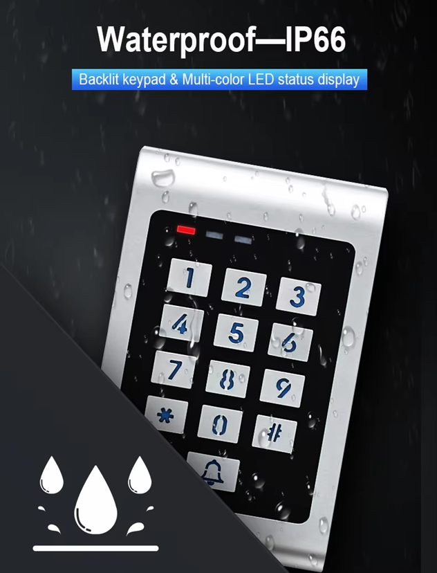 Smart Life Tuya WIFI Access Control 12V Keypad Card Doorbell for Door Gate Garage | IP66 Waterproof