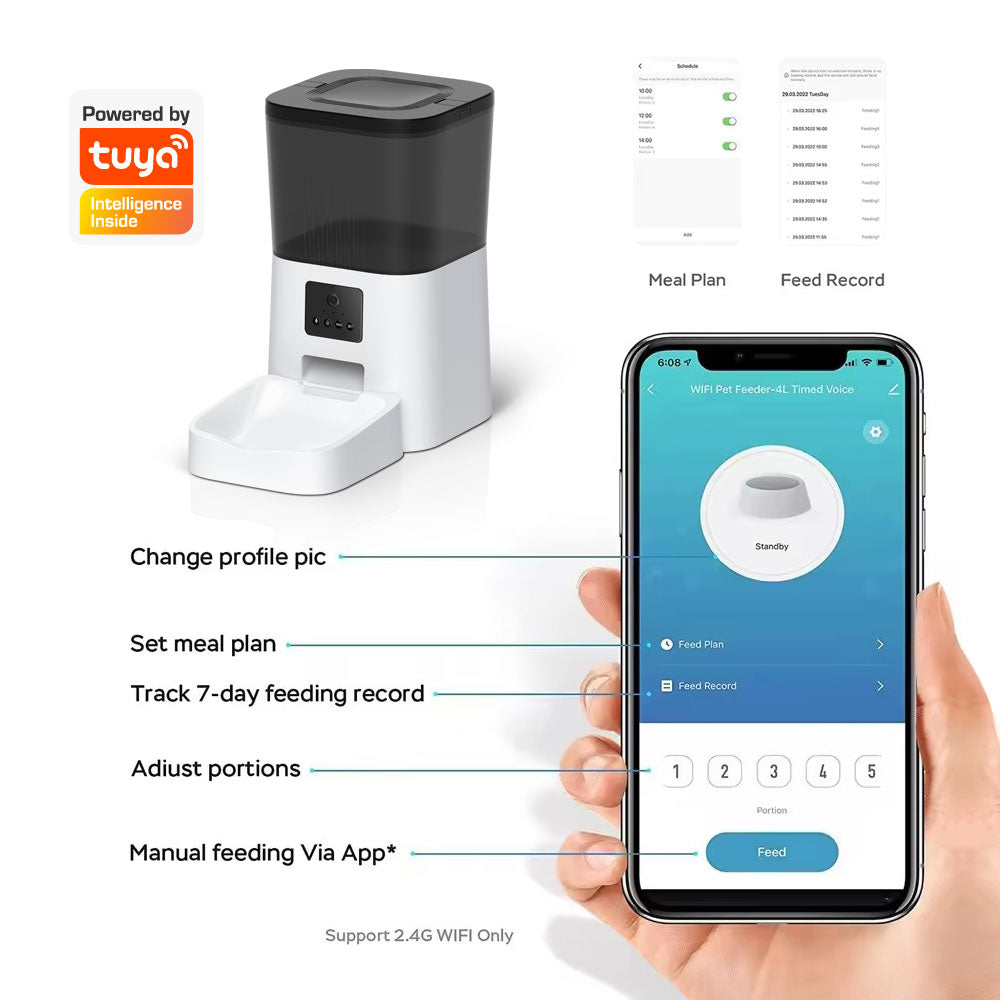 Smart Life Tuya WIFI Pet Dog Cat Food Feeder w/ 1MP Camera | 4L | 5V