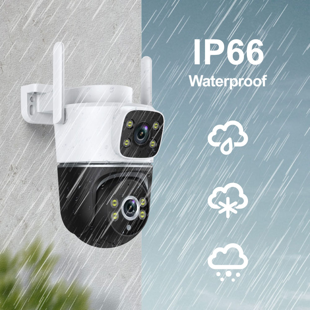 Smart Life Tuya WIFI 4MP HD PTZ CCTV Double Camera w/ 2 way audio | IP66 Waterproof | 12V