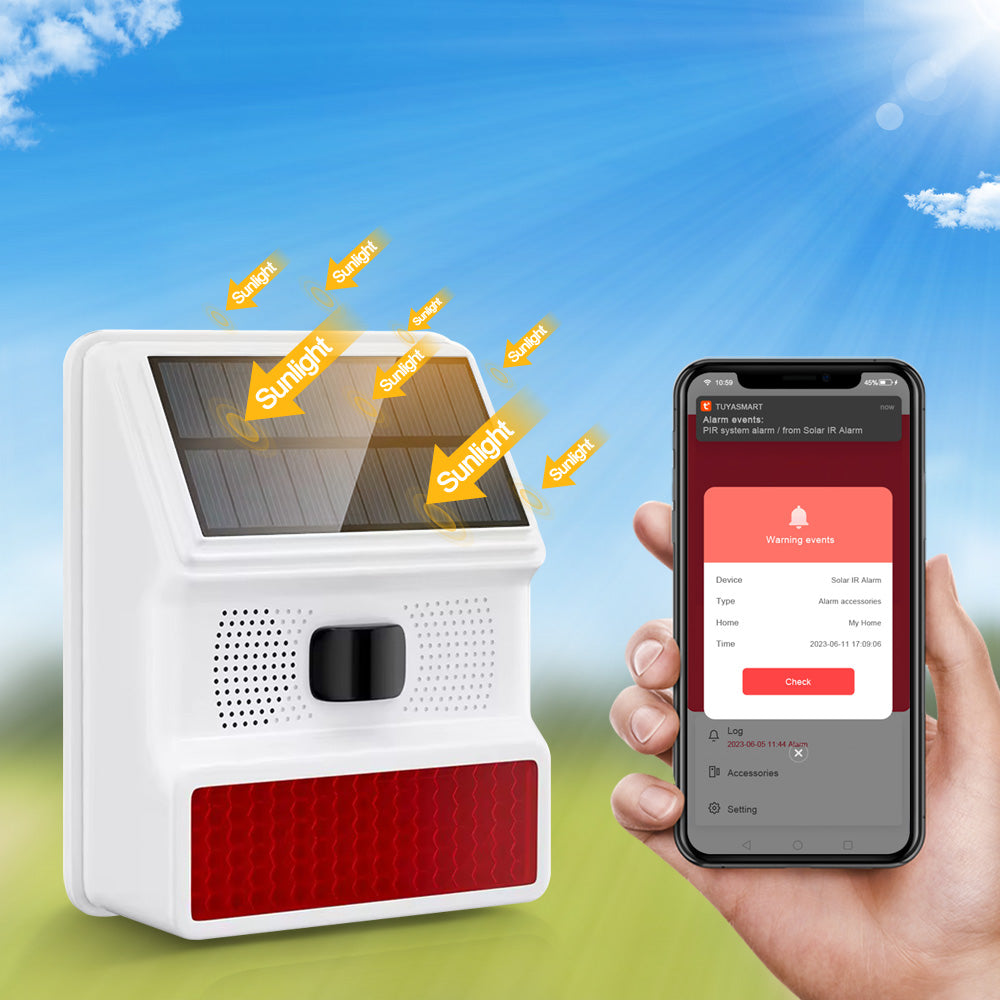 Outdoor Solar Flash & Sound 100DB Siren for Tuya Alarm System | RF433 EV1527