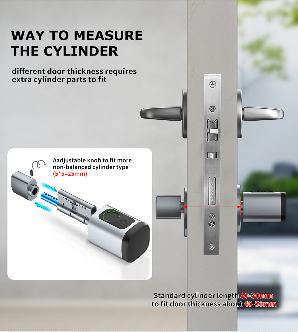 Smart Life Tuya Bluetooth Access Control Fingerprint Keypad Card Key Cylinder Door Lock (Silver)