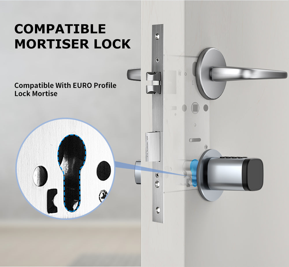 Smart Life Tuya Bluetooth Access Control Fingerprint Keypad Card Key Cylinder Door Lock (Silver)
