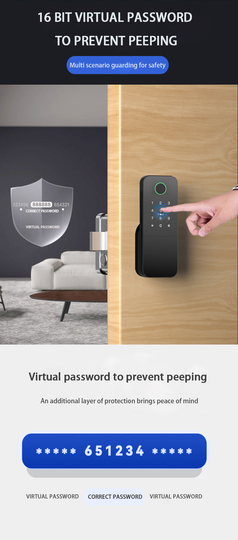 Smart Life Tuya WIFI Fingerprint Keypad Card Door Handle Rim Lock w/ Remote (Silver)