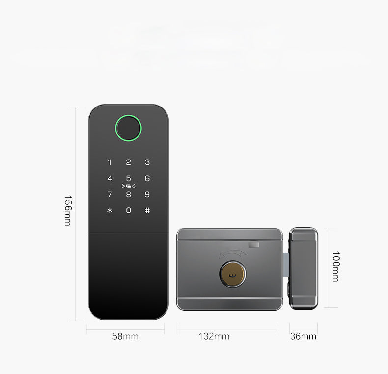 Smart Life Tuya WIFI Double Sided Fingerprint Keypad Card Door Handle Rim Lock w/ Remote (Black)