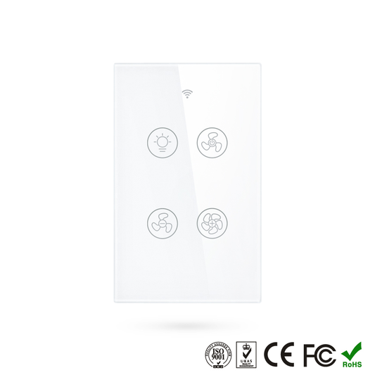 WIFI Control Smart Life Tuya US LED Fan & Light Smart Switch with RF433Mhz (White)