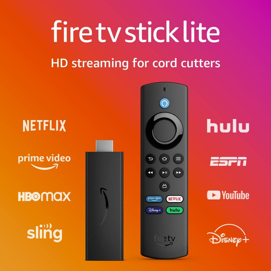 Fire TV Stick Lite with latest Alexa Voice Remote Lite (no TV controls), HD streaming device 2021
