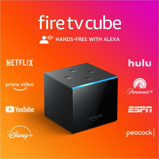 Fire TV Cube, Hands-free streaming device with Alexa, 4K Ultra HD includes latest Alexa Voice Remote