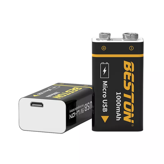 BESTON 9V Micro USB Rechargeable Lithium Battery | 9V | 400mAh | 1 Pack