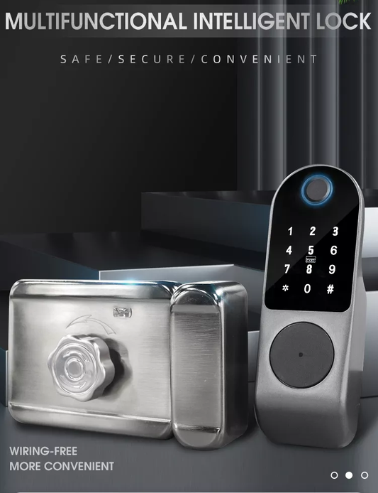 WIFI Control Smart Life Tuya Digital Fingerprint Door Handle Lock with Remote (Silver)