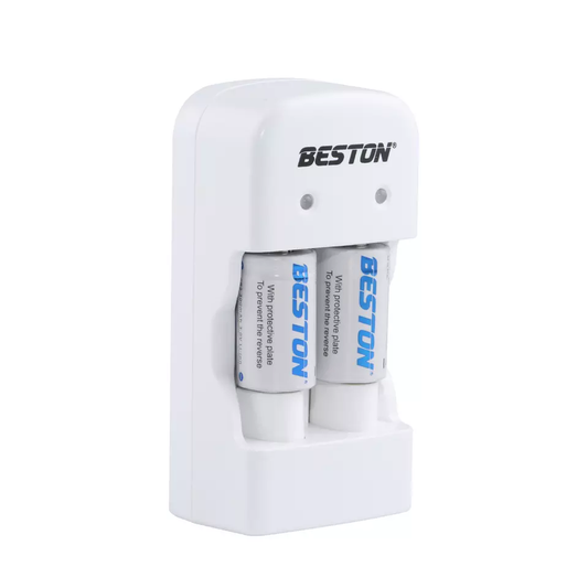 BESTON CR2 Rechargeable LiFePO4 Battery | 15270 | 3V | 300mAh | 2 Pack w/ Battery Charger