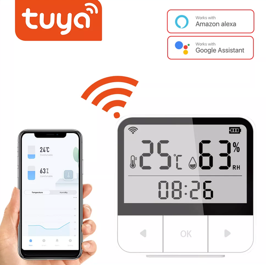 WIFI Control Smart Life Tuya Temperature Humidity Sensor with Clock