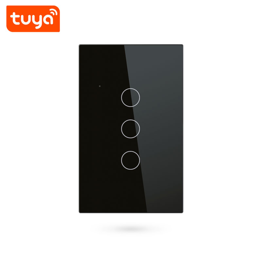 WIFI Control Smart Life Tuya 3CH US LED Neutral or No Neutral Smart Switch with RF433Mhz (Black)