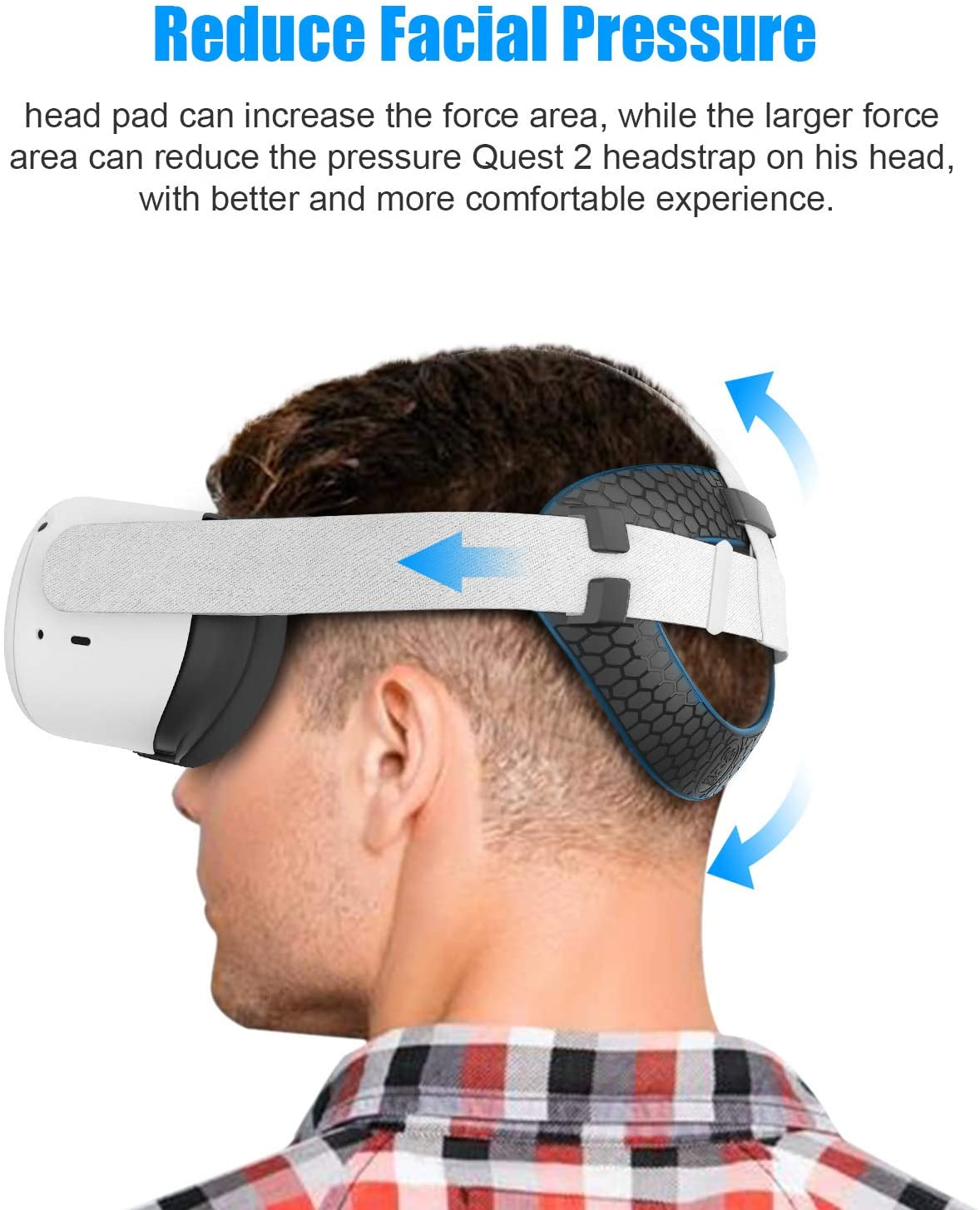 AMVR Head Back Padding, Gravity Pressure Balance Comfortable Soft TPU Pad for Oculus Quest 2 (Black)