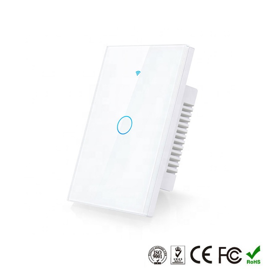 WIFI Control Smart Life Tuya 1CH US LED No Neutral Smart Switch with RF433Mhz (White)