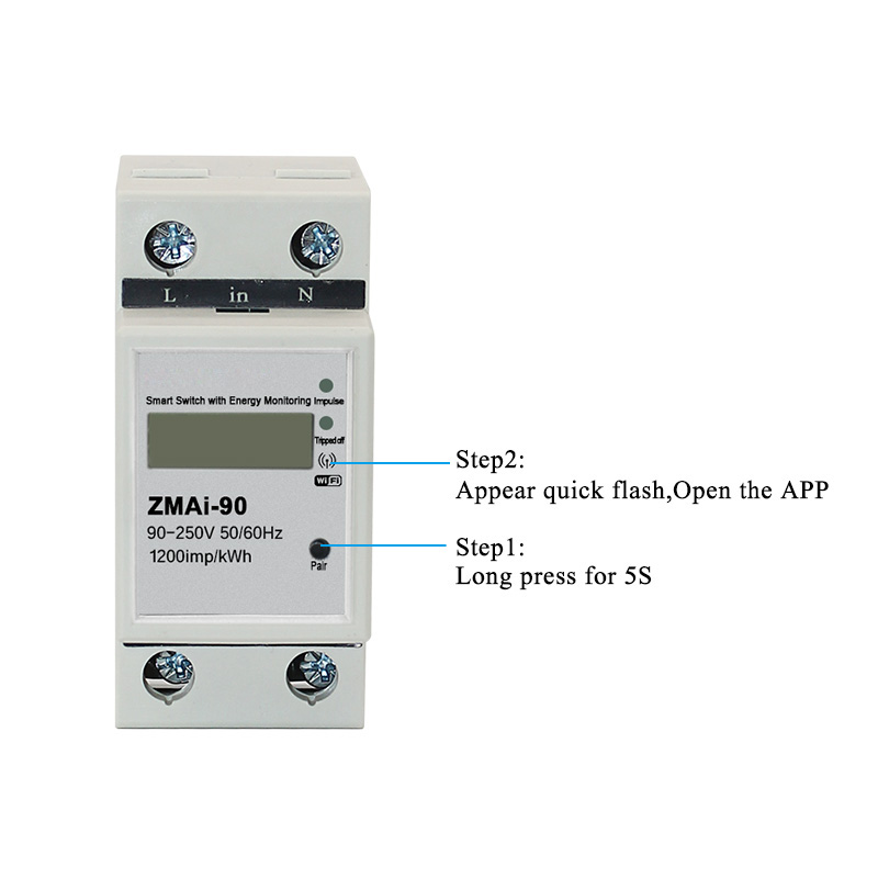 Smart Life Tuya WIFI 60A 240V Switch with Power Consumption Energy Monitoring Prepaid Meter