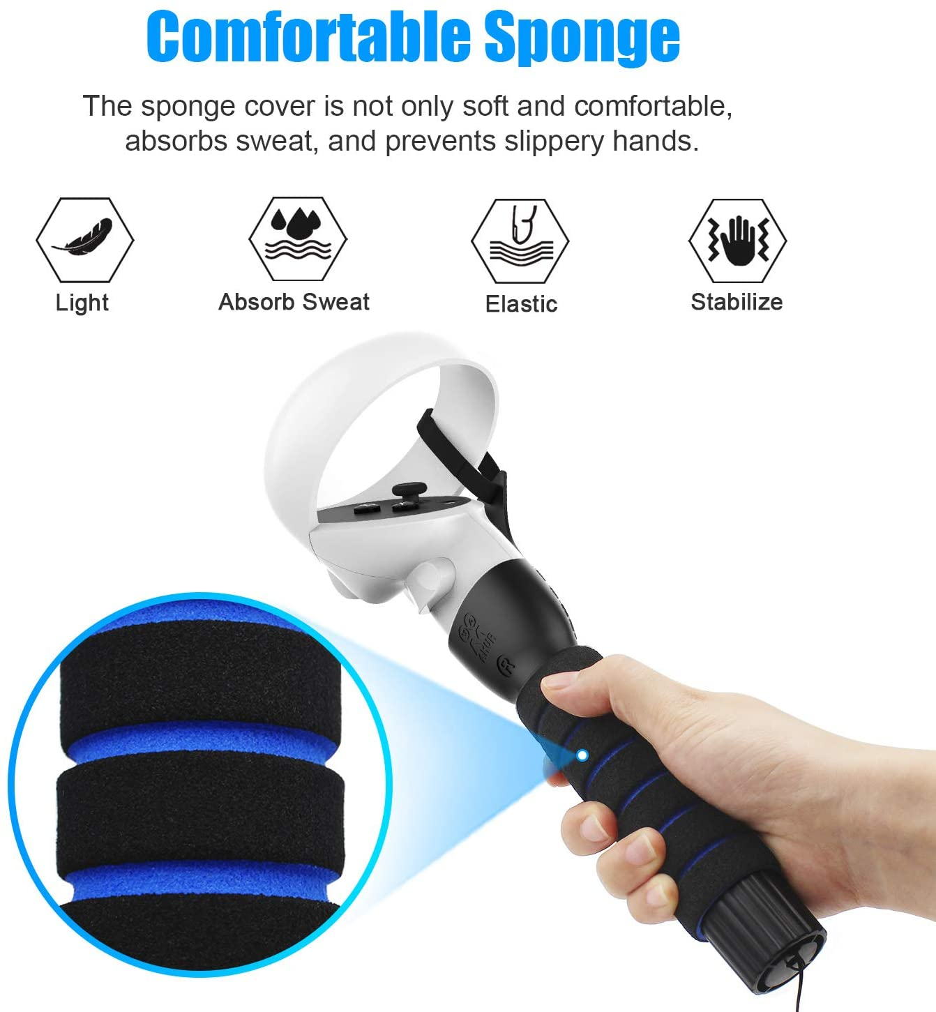 AMVR Dual Handles Extension Grips for Oculus Quest 1 2 Rift S Controllers Playing Beat Saber