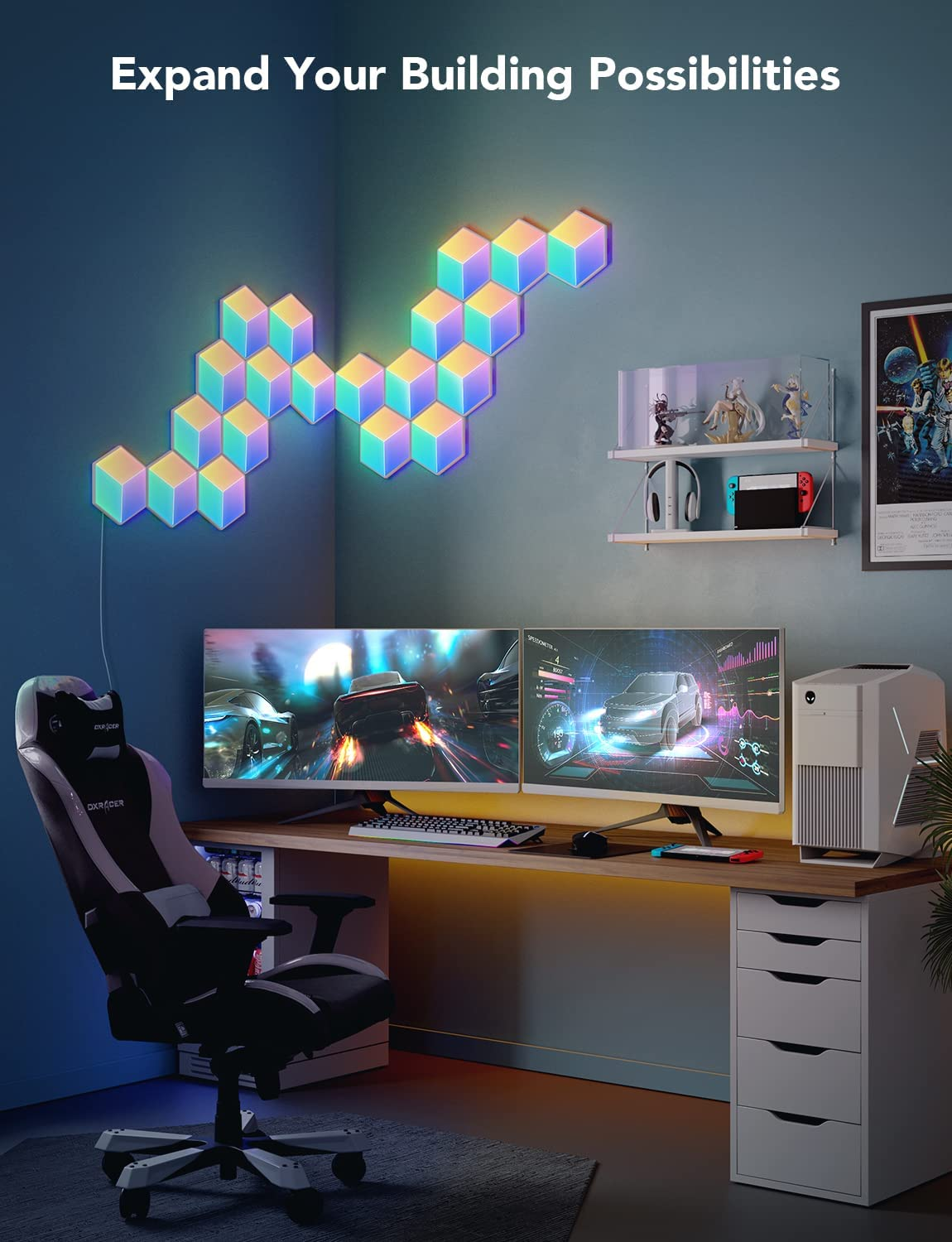 Govee Glide Hexa Pro Light Panels, RGBIC 3D Hexagon Wall Lights, Wi-Fi LED Creation Light with Music Sync, Works with Alexa Google Assistant for Living Room, Bedroom, Gaming Rooms, 10 Pack