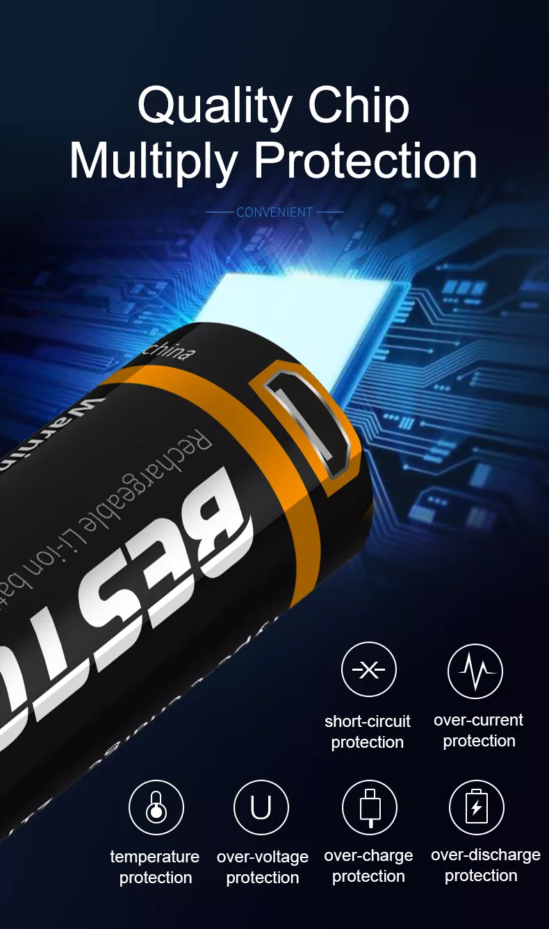 BESTON 18700 Micro USB Rechargeable Lithium Battery | 3.7V | 3500mAh | 1 Pack