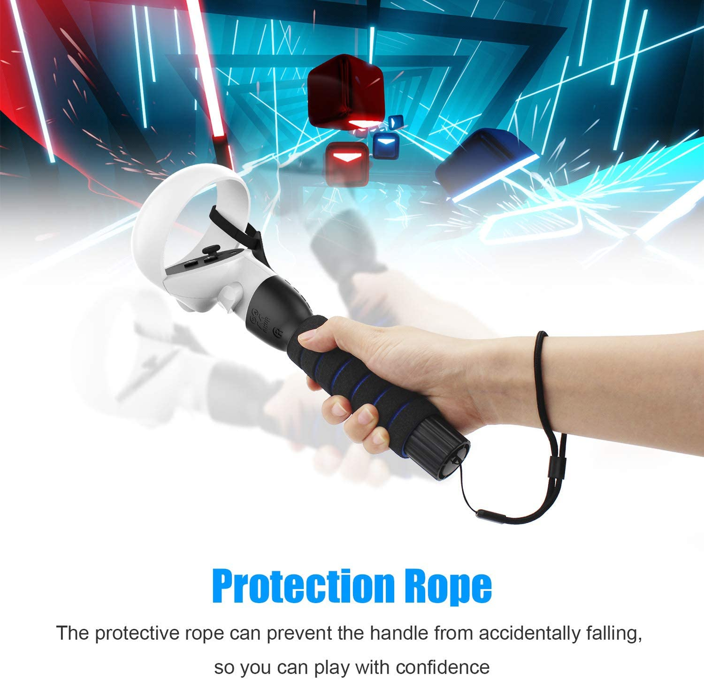 AMVR Dual Handles Extension Grips for Oculus Quest 1 2 Rift S Controllers Playing Beat Saber