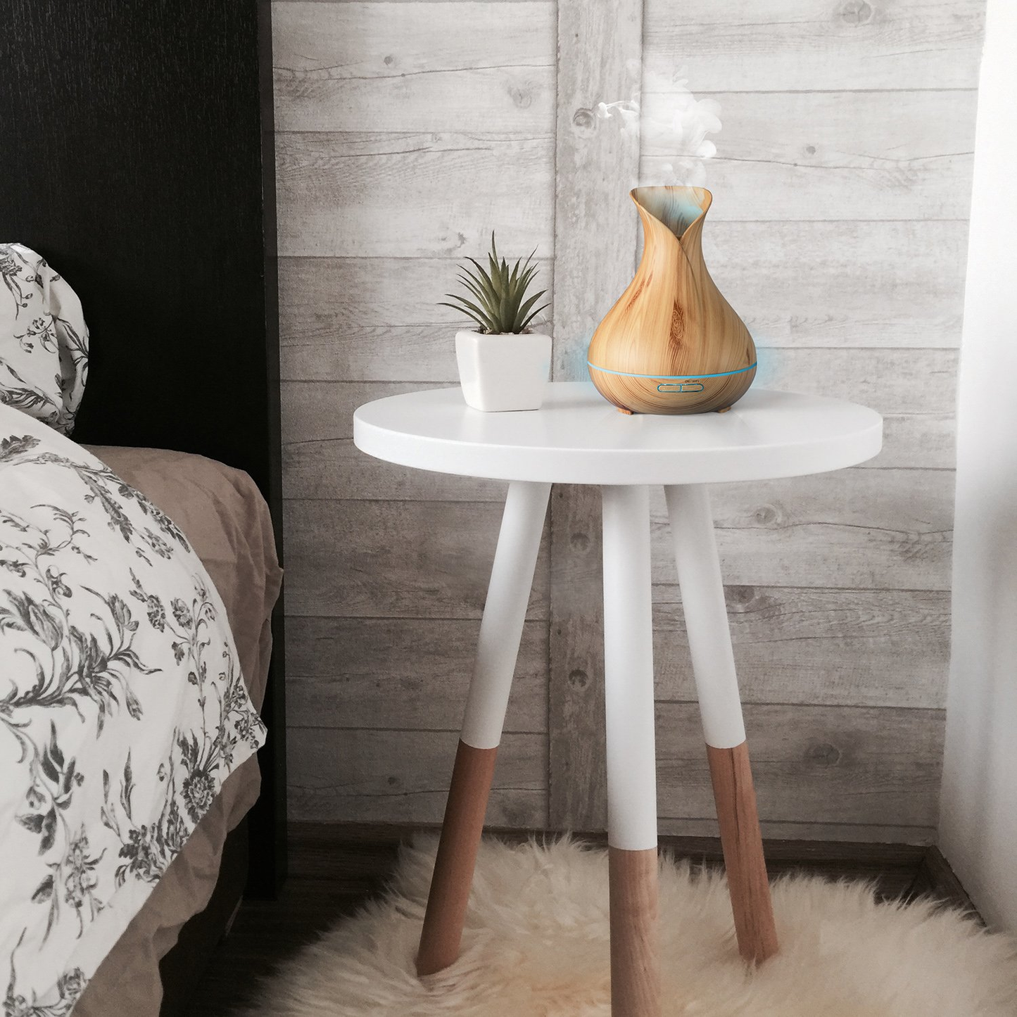 WIFI Control Smart Life Tuya Essential Oil Aromatherapy Ultrasonic Air Diffuser Humidifier (Light Brown)