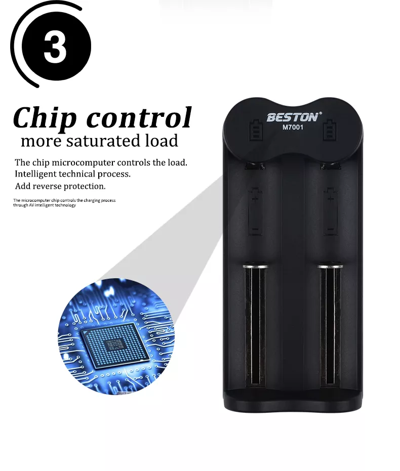 BESTON M7001 Rechargeable Lithium Battery Smart Charger for BESTON 3.7V Batteries | 2 Slot